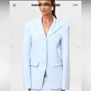 naked wardrobe Pale Blue Structured Blazer shoulder pads
